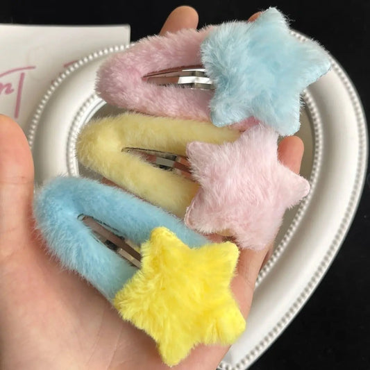1pc Cute Fluffy Star Hair Clip Regular